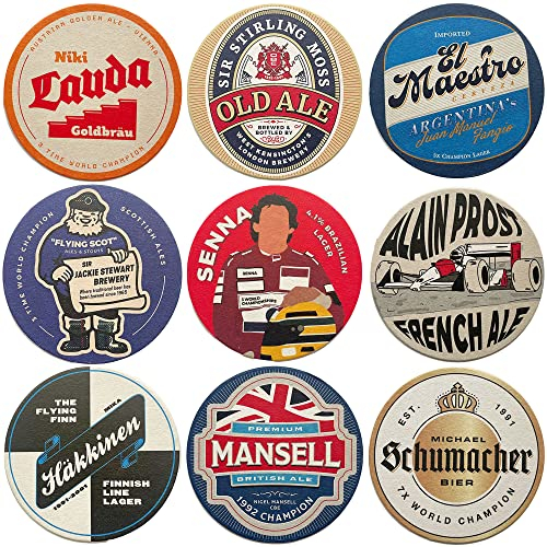 Formula 1 Legends Beer Mats x9