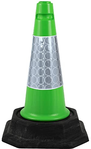 460 mm High Traffic Cones for Street Safety - Strong and Durable Self Weighted Outdoor Cones with Very Low Centre of Gravity - U.K Made Safety Cones (Green)