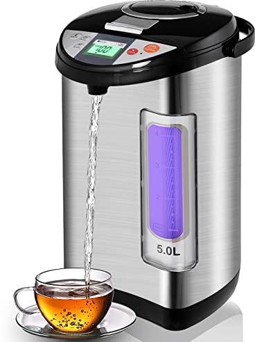 TANGZON 5L Instant Hot Water Dispenser, Thermal Stainless Steel Water Boiler with 5 Temperature Settings, 24H Timer, Auto Re-Boil & Rotatable Base, Electric Instant Kettle for Home Office Brewing