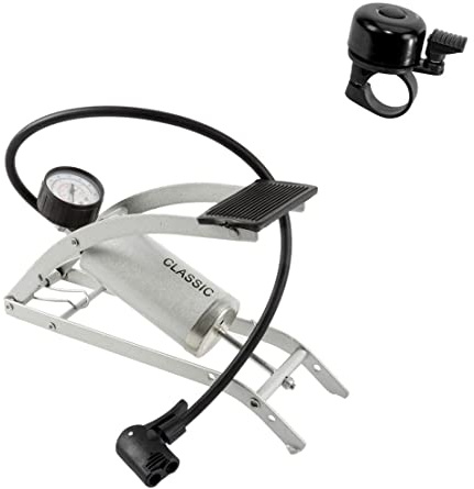 Beto Classic Fahrrad Luftpumpe Fußluftpumpe Aluminium 7 Bar inkl. 1 x Fahrradklingel
