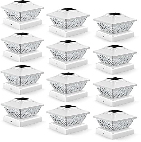 ENSLI 12 Pack Solar Light post Outdoor Waterproof Deck and Garden Decor, 2 Mode Bright Solar Lights for 4x4, 4.5x4.5, 5x5 Posts