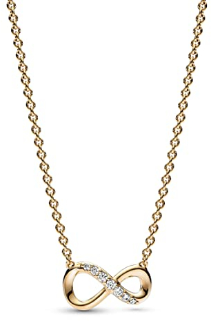 PANDORA Moments Funkelndes Unendlichkeits-Collier -Halskette aus 14 Karat vergoldeter Metalllegierung mit Zirkonia Steinen, Größe 50cm, 368821C01-50