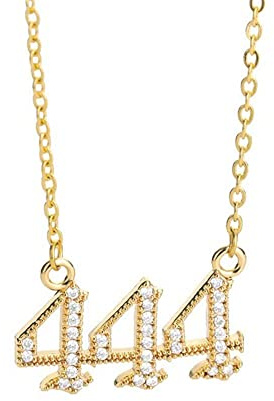 PAMTIER Damen Cubic Zirkonia Engel Zahl Halskette 111 222 333 444 555 666 777 888 999 Cz Anhänger Kette Numerologie Schmuck