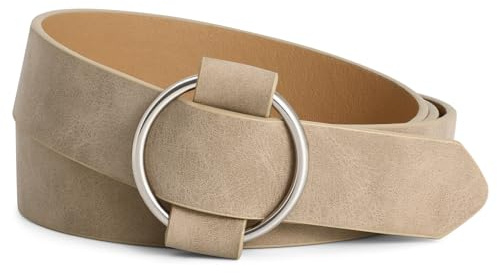 XZQTIVE Gürtel Damen Ledergürtel mit Kreis Schnalle No Pin & Hole Verstellbare Taille Gürtel für Jeans, Khaki, Fit Taille Größe unter 90cm