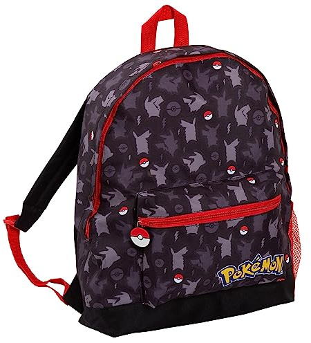 Zaino Pokemon per adulti, adolescenti, bambini, Pikachu Pokeball, scuola, università, borsa per il pranzo, zaino da viaggio, zaino sportivo, Nero , Taglia unica