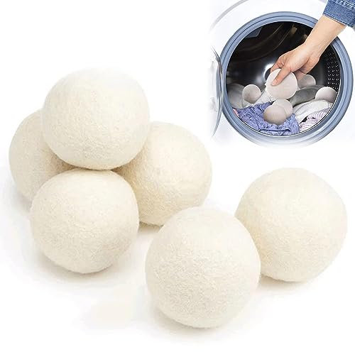 Bolas de Secadora,Bolas de Secadora de Lana,Pelotas de Lana para Secar Ropa,Bolas para Secadora de Ropa de Lana Natural,Suavizante reutilizable,Bola de Secado,6pcs