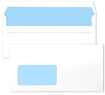 Netuno 100 Kuverts Weiß DIN lang mit Fenster links selbstklebend 90g Papier | 11 x 22 cm · weiße Businessumschläge · für Rechnungen, Briefe, Korrespondenz, Dokumente, Büro & Geschäftspost