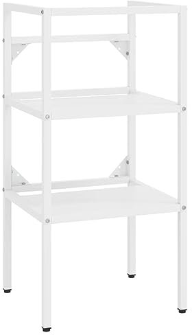 vidaXL Bathroom Washbasin Frame - White Powder-Coated Iron Home Wash Stand Console Sink