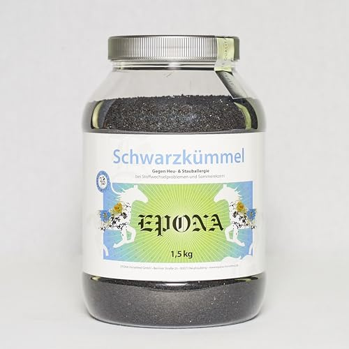 EPONA Schwarzkümmel Samen, speziell für Pferde, 100% rein, zur Unterstützung des Abwehrsystems, bei Stoffwechselproblemen, Sommerekzem oder Atemwegsbeschwerden