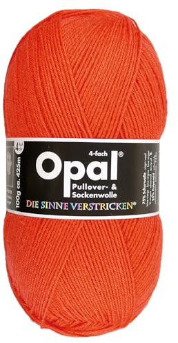 Frida's Wollhaus Opal 100 g Uni 4-fach Sockengarn Strümpfe Stricken filzfrei Wolle 35 Farben (5181 | Orange)