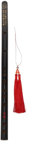 Vaguelly Schwarze Bambusflöte Mit Quasten Traditionelle Chinesische Querflöte Aus Langlebigem Bambus Präzise Tonlöcher Für Kinder Und Anfänger Leicht Und Tragbar