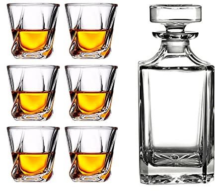 YOtat Juego De Vasos De Whisky De 2/4/6 Vasos De Cristal De Lujo En Caja De Regalo Forrada De Satén, Vasos De Bar Antiguos para Beber Whisky Bourbonscotch, Cócteles, Coñac (6 Tazas)