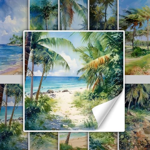 GRAZDesign Fliesenaufkleber Bad & Küche Palmen und Strand Fliesenbilder Klebefliesen selbstklebend - 15x15cm / 20 Stück