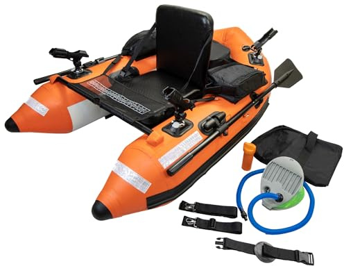 Team Deep Sea Rainer Korn SeaBelly Limited Edition – Profi Belly Boot inkl. Paddel & 3 Rutenhalter – 170cm – 175kg Tragkraft – Signal-Orange – PVC Gewebematerial – V-Form – Schlauchboot zum Angeln