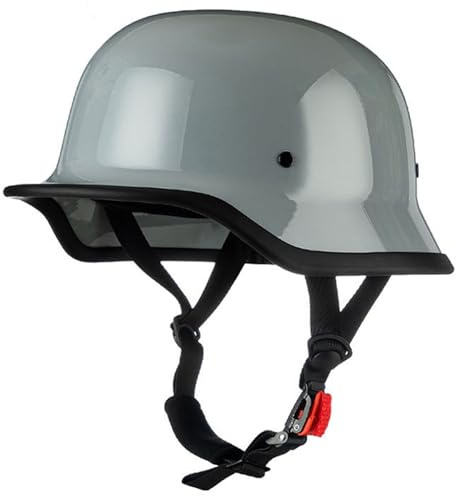 Mezzo Casco Moto Jet Retrò Stile Tedesco Casco Scodella ECE Omologato Caschi Demi Caschi Cromwell Con Fibbia A Sgancio Rapido Scooter Casco Da Motociclista Per Uomo Donna 7,M:57-58CM