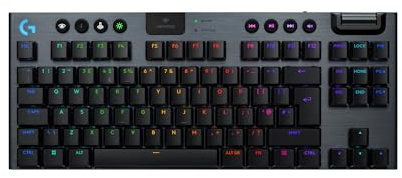 Logitech G G915 X LIGHTSPEED TKL Low-Profile Wireless Gaming Keyboard, Double-Shot PBT Keycaps, Fully Programmable Keys, RGB Backlighting, GL Brown Tactile - PC/Mac, QWERTY UK Layout - Black