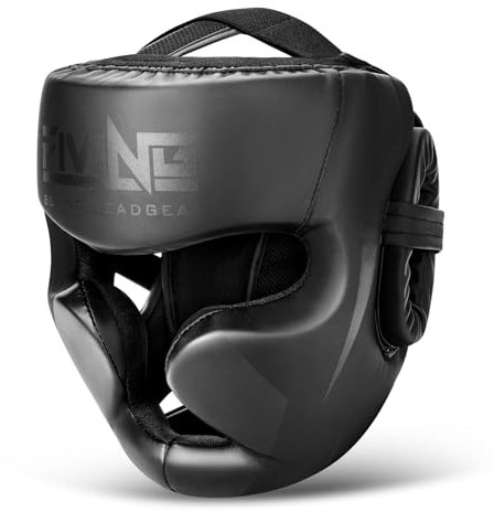 FIVING Kopfbedeckung für Boxen, kopfschützer für Kampfsport, MMA Training,Kickboxing Kopfbedeckung, Helm für Muay Thai, Grappling, Kickboxing (Schwarz, M)