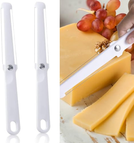 Luxiremi 2 Pack Cheese Slicers Kitchen Gadgets Cheese Wire Cutter with Soft Handle for Hard and Semi-Hard Cheese Butter, Chocolate, Jams, and Creams-Long Duration, Cheese Slicers for Block Cheese