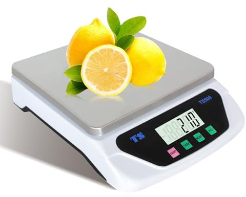 Bilancia Cucina Digitale1 Gr Max 30 Kg, Bilancia Professionale Alimenti Tara Con 6 Unità Display LCD Funzione PCS Tare Peso Per Cuocere Cucina USB/Batterie (Bianco,30kg)