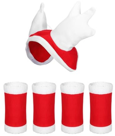 Qianly 4 X Beinwickel für Pferde, Weihnachtsmütze, Kopfbedeckung, Fliegenbeinstiefel für Festlichkeiten, Länge 50cm