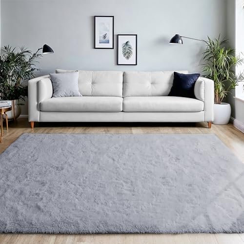 BEIMO Hochflor Teppich Flauschig Grau Teppich Wohnzimmer 120x170 Teppiche Schlafzimmer Anti-Rutsch Bettvorleger Teppiche Weich rutschfest für Kinderzimmer