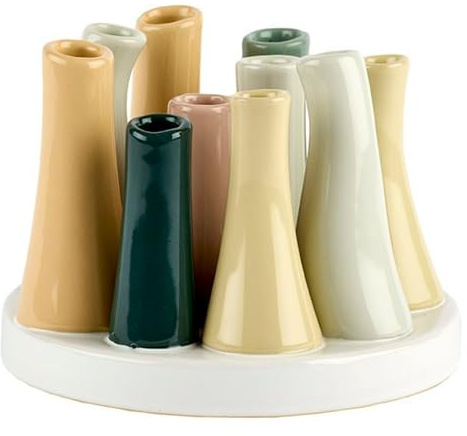 Mariles Vasen Set auf Sockel Blumenvasen Blumengefäß Tischdeko Tafeldeko Blumendeko 14 ⌀ Creme