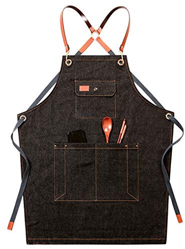 GSHUPIOU Holzschürze, Werkzeugschürze, Schürzen for Männer, Werkzeugschürze, strapazierfähige Arbeitsschürzen, Unisex, for Küche, Garten, Töpferei, Handwerkswerkstatt, Garage