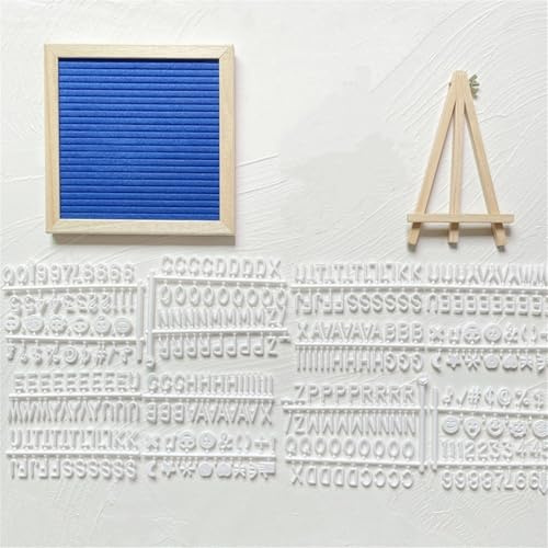 Filz-Briefbrett 20 Cm Mit 340 Buchstaben Und Halterung, Holzrahmen, Nachrichtenschild Für Baby-Ankündigungen, Meilensteine, Bürodekoration, Passwortschild, Bauernhaus-Geschenke (20CM Blau)