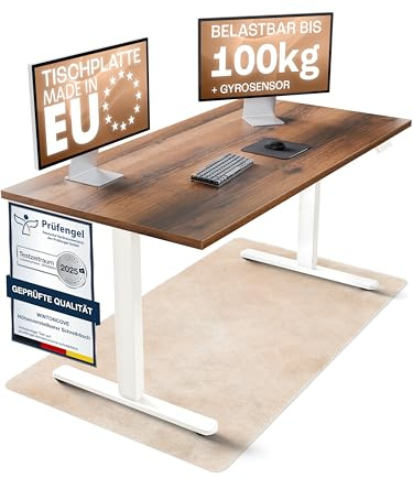 WINTONCOVE Höhenverstellbarer Schreibtisch elektrisch 120x60cm [Zertifiziert] Stabiler elektrischer Schreibtisch | höhenverstellbar elektrisch mit Dual-Motor & sauberem Kabel-Versteck
