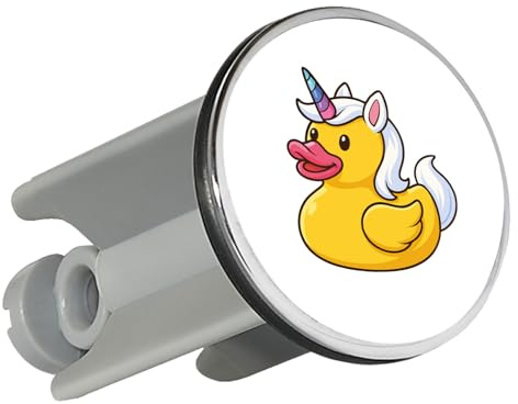 Huuraa Waschbeckenstöpsel Quietscheente Einhorn Gummiente Unicorn Geschenk | Universal Stopfen 4cm höhenverstellbar Abflussstopfen Geschenkidee Stöpsel mit Motiv für das Waschbecken