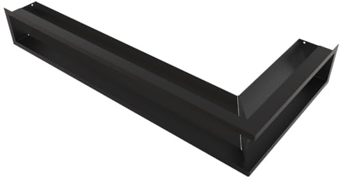 Kratki LUFT Griglia di ventilazione ad angolo 12x80x40 cm Nero - Griglia di ventilazione angolare decorativa in metallo per camini e sistemi di riscaldamento, verniciata a polvere