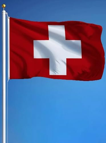 Drapeau de la Suisse 90x150 cm – Croix Blanche sur Fond Rouge en Polyester Résistant avec Œillets – Drapeau Suisse pour Intérieur/Extérieur – Idéal Fête Nationale, Sport, Déco - PLANET FLAG