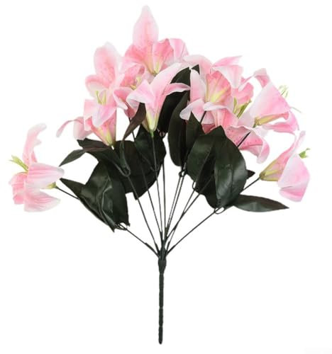 Bouquet de fleurs de lys Stargazer - 10 têtes - 45 cm - Pour de superbes arrangements de maison ou de mariage (rose)