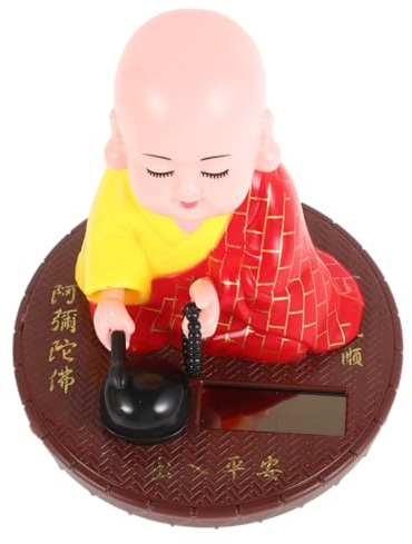 Toddmomy Solarbetriebene Buddha-Figur Mit Nickenndem Kopf Kleines Dekor Für Auto-armaturenbrett Fröhliche Bunte Gartendekoration Nachhaltiges Solar-Spielzeug Für Büro Und Zuhause