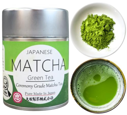 Otsuka Green Tea Co - Ceremonial Matcha Powder - 100％ Authentic Japanese Origin, First Harvest Ceremonial Grade Matcha Powder - Made in Shizuoka Prefecture Kakegawa City Japan (Small - 30g)