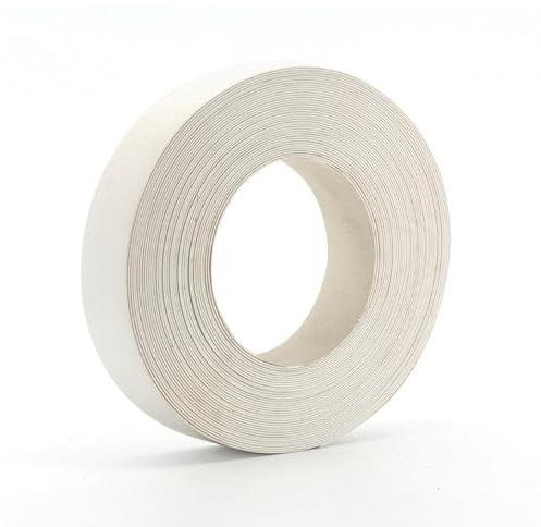 19mm Edge Banding, 8m White Iron On Melamine Edging Strip for Furniture | 8m x 19mm white melamine edge banding with heat-activated adhesive; for cabinets, shelves, chipboard and plywood repairs