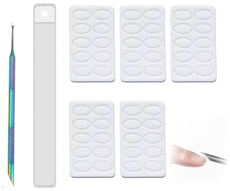 TSUOUKL Empujador de cutículas, removedor cutículas de uñas de doble extremo con 5 tabletas de pulido de arena uñas, removedor de esmalte de uñas, kit de manicura para pedicura y arte de uñas