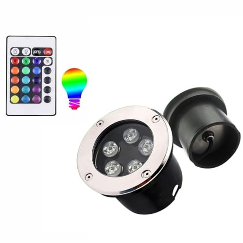 GUODDM Spot LED Submersible, Lampe De Fontaine LED, Spot D'extérieur Encastrable RVB, avec Télécommande, Lampe De Jardin Enterrée Étanche IP68, Projecteurs À Changement De Couleur(12w(220V))