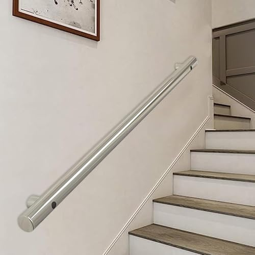 Barra di sicurezza in acciaio inox per scale interne ed esterne 50-140 cm Ringhiera per scale per soffitte Design moderno (dimensioni: 140 cm/55,1 pollici Colore: acciaio inossidabile)