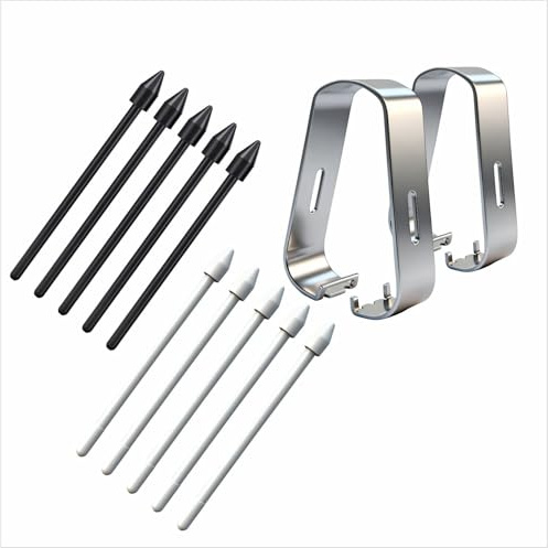 12 Stück Spitzen/Nibs Ersatz, Stylus Ersatzspitzen Set mit 5 Schwarze & 5 Weiße Stiftspitzen und 2 Pinzetten, Kompatibel mit Stylus Stiften für Tablets, E-Reader und Smartphones, Präzise & Langlebig