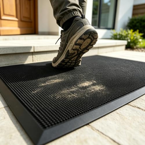 jxgzyy Outdoor Door Mat 80x100 cm, Non-slip Rubber Matting for Entrance | Heavy duty, weather resistant, dirt trapper mat for garden, courtyard, garage