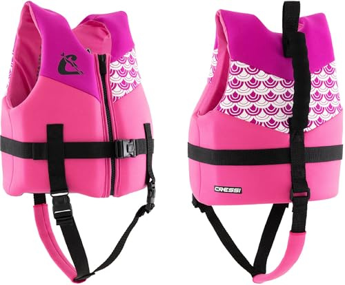 CRESSI Froggy Neoprene Swim Vest - Gilet de Natation pour Enfants Équipé de Deux Poignées - Une Aide Excellente pour Flotter et Garder l'Équilibre dans l'eau - Rose/Lilas S: 2/3 Ans