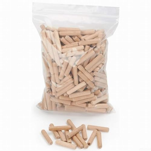 Hartholz-Holzdübel-Set – Buchenholz, abgeschrägte und geriffelte Nutstifte für Holzbearbeitung, Tischlerei, Heimwerker-Möbelreparatur (100 Stück in den Größen M6/M8/M10) (8 × 50)