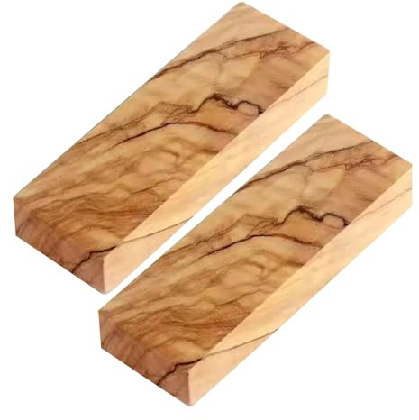 KPHYMOD Escalas Losas Cuchillos Balanzas Con Mango De Cuchillo De Madera, 2 Uds., Mango De Cuchillo De Madera De Olivo Natural, Material Para Manualidades DIY, Grabado Decorativo(120X40X8MM)