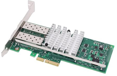 Jiawu Adattatore per Scheda Ethernet Doppia SFP+ in Fibra Ottica 10G per, Scheda di Rete PCI-E Ad Alte Prestazioni per Data Center, Materiale PCB