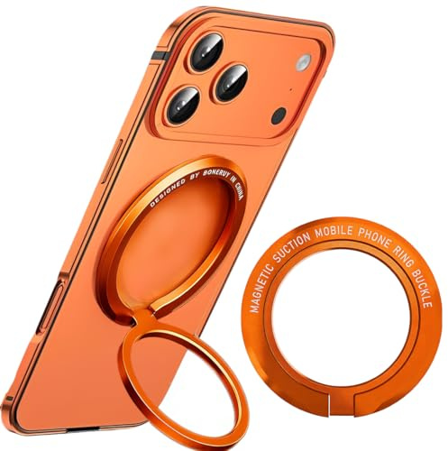 Supporto Magnetico ad Anello per Cellulare per MagSafe (arancione) - Anello e Supporto Ruotabile a 360°, Compatibile con iPhone17 Pro Max 16/15/14/13/12 Pro Max - Accessori per MagSafe