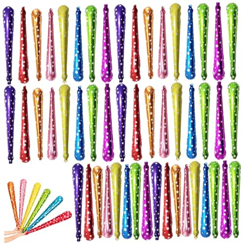 Jorzer Noise Makers for Sporting Events Thunder Sticks 50Pcs Noise Makers for Sporting Events Inflatable Plastic Thunder Sticks Bright Boom Cute Print Cheer Reusable Party Supplies.