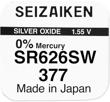 Seizaiken 377 SR626SW Uhrenbatterie - 5 Stück – Silberoxid 1,55V Knopfzelle – Seiko Original – kompatibel mit SR626 377 SR626SW- für Armbanduhren & kleine Elektronik