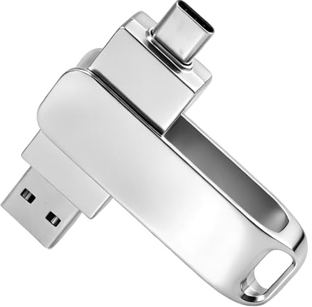 Pendrive 64GB USB C y USB 3.0, Memoria USB 64GB Dual OTG con Conexión USB Tipo C y USB-A para iPhone 15/16, Smartphone, Tablet, Mac, Laptop, Pen Drive USB-C Retráctil Resistente al Polvo y Humedad