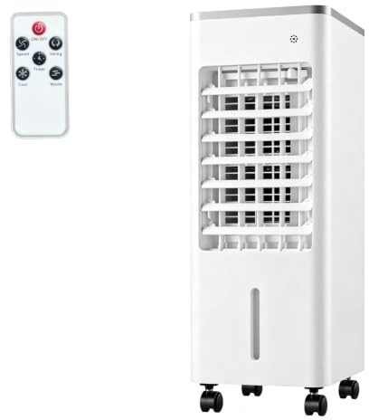 Climatizador Portátil Evaporativo,Oscilación 90°,3 Velocidades y Modo Sueño